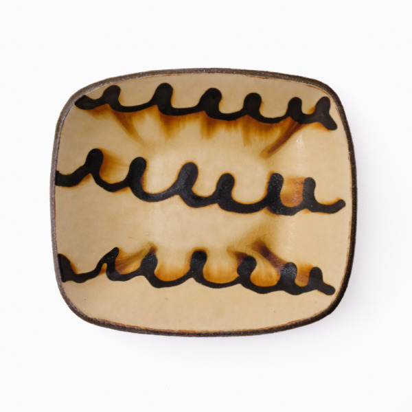 スリップウェア 長方鉢/中 26-c3