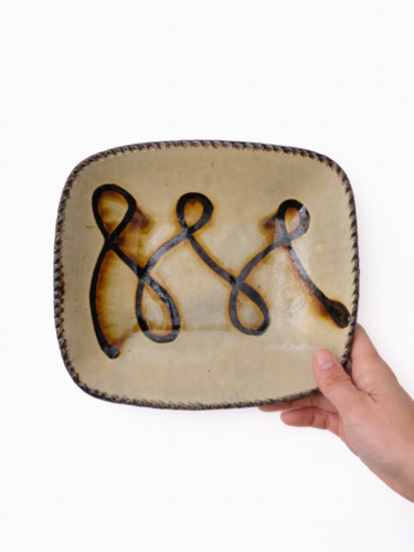 スリップウェア 長方鉢/中 26-c4