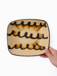 スリップウェア 長方鉢/中 26-c3