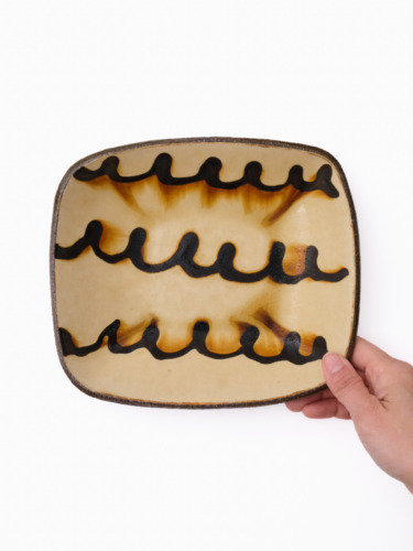 スリップウェア 長方鉢/中 26-c3