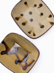 スリップウェア 長方鉢/中 26-c1