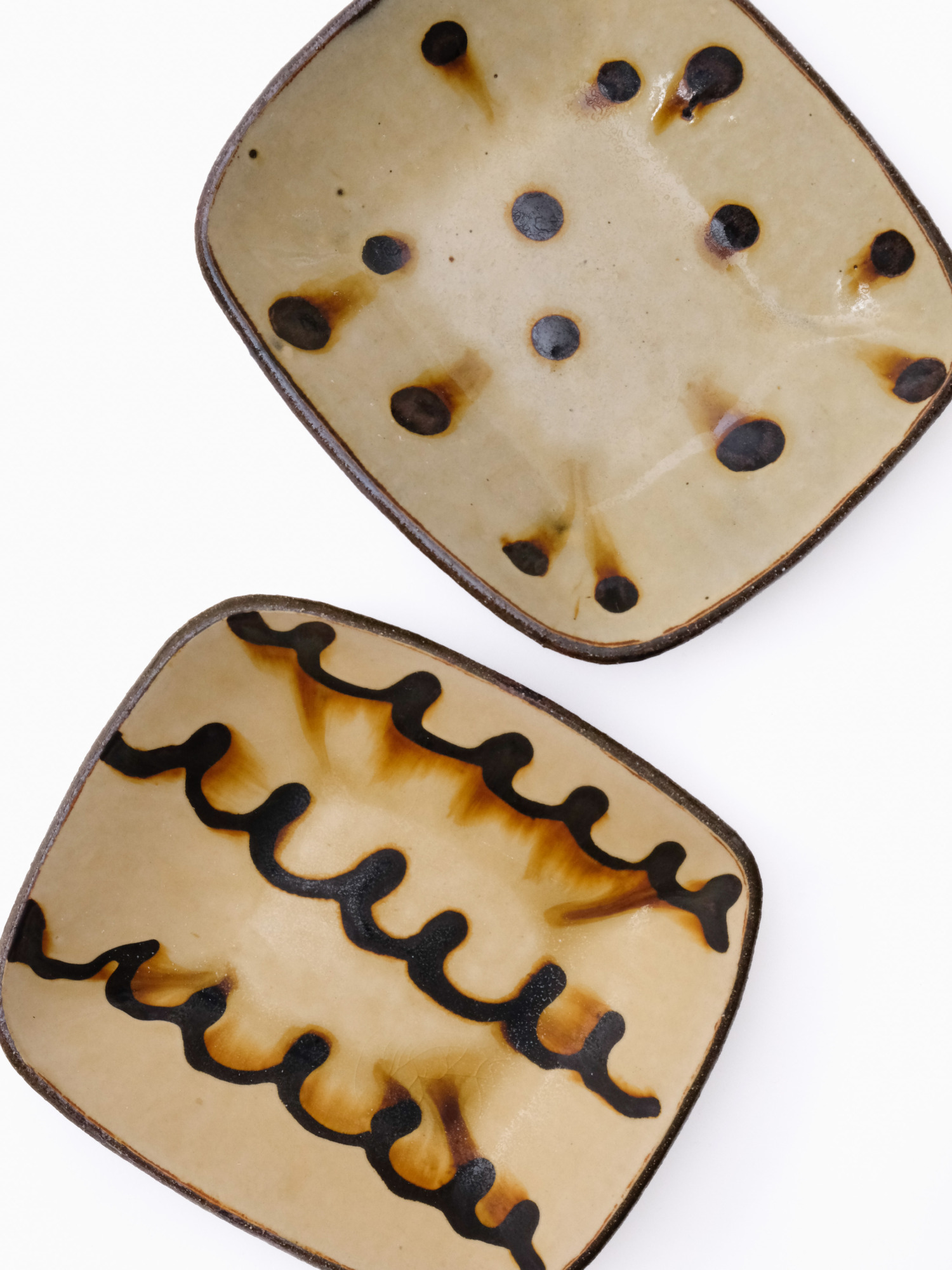 スリップウェア 長方鉢/中 26-c2