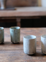 粉引切立湯呑 / 鎬