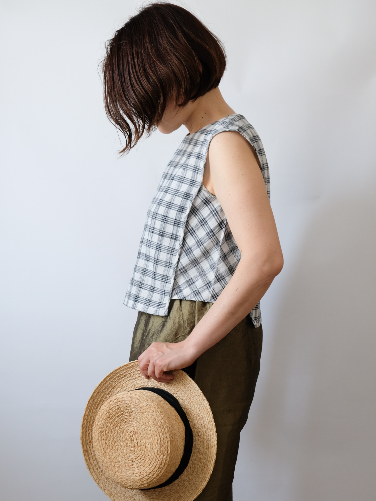 Hand Woven Sleeveless Top / Jharna Gingham