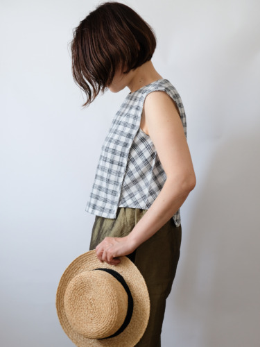 Hand Woven Sleeveless Top / Jharna Gingham