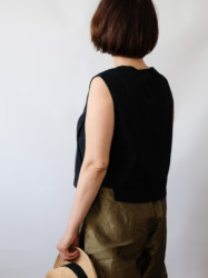 Hand Woven Sleeveless Top / Black
