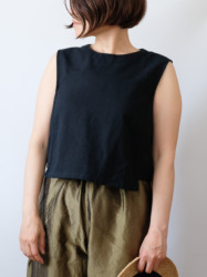 Hand Woven Sleeveless Top / Black