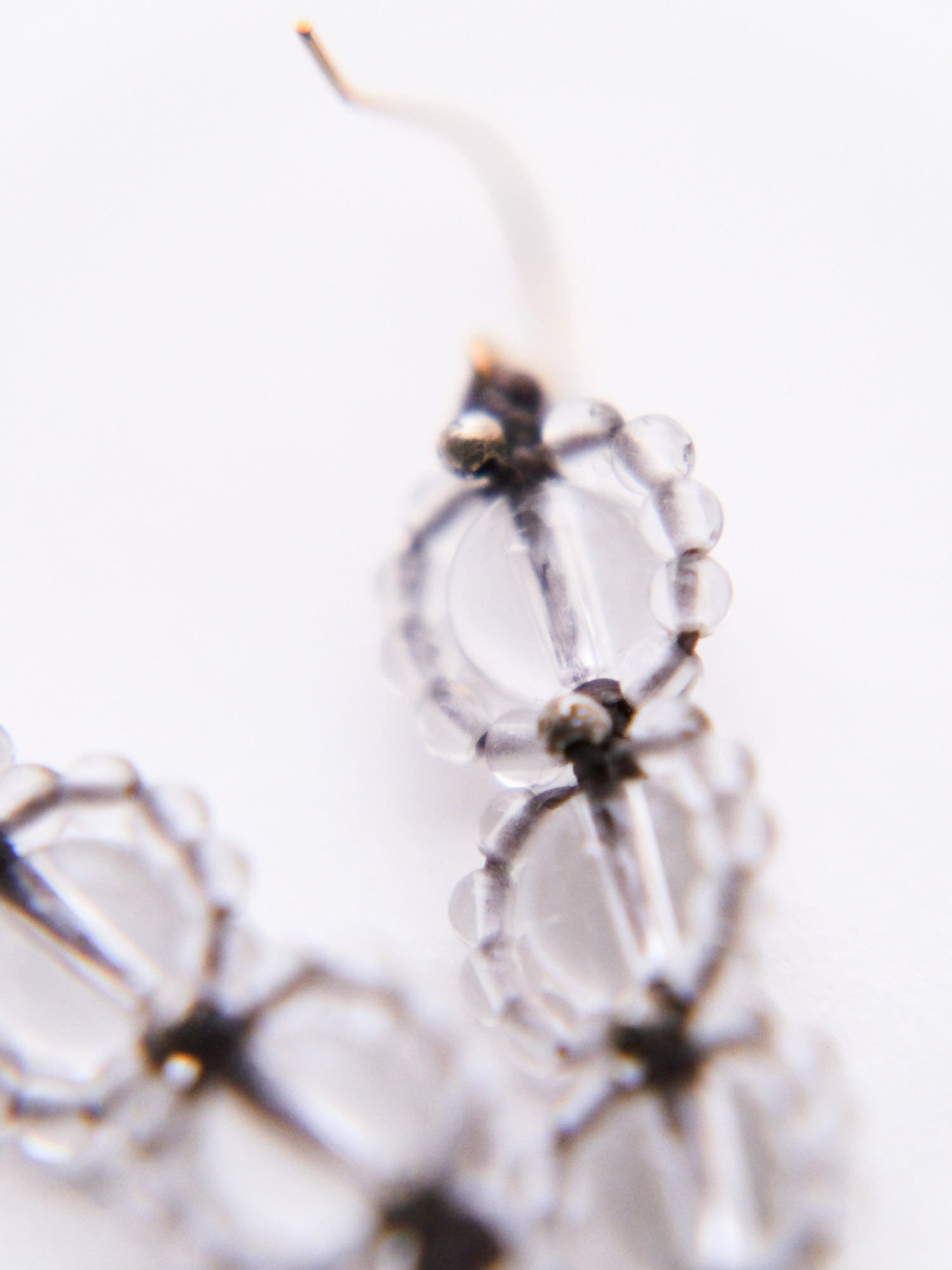 18Kフックピアス / 水晶３連