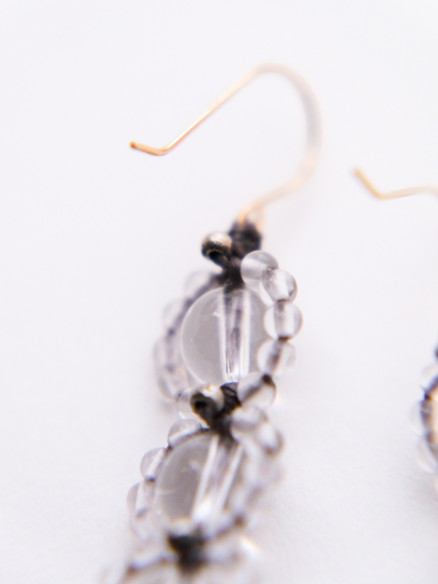 18Kフックピアス / 水晶３連