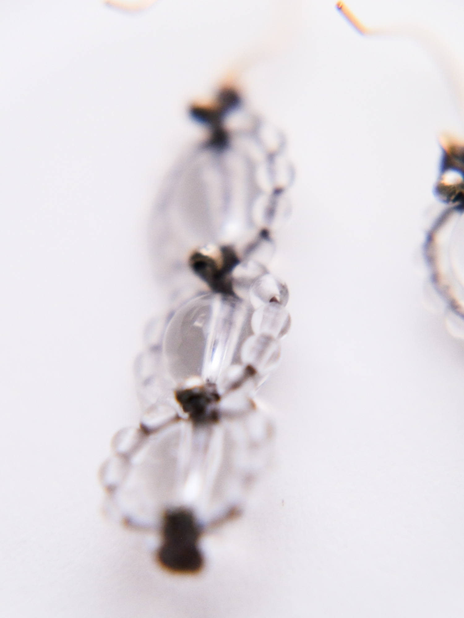 18Kフックピアス / 水晶３連