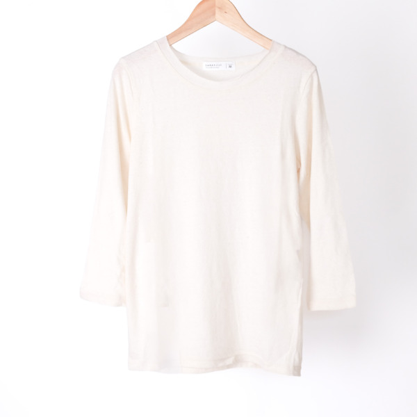 ラフィーガーゼCネックCS 七分袖 / off white
