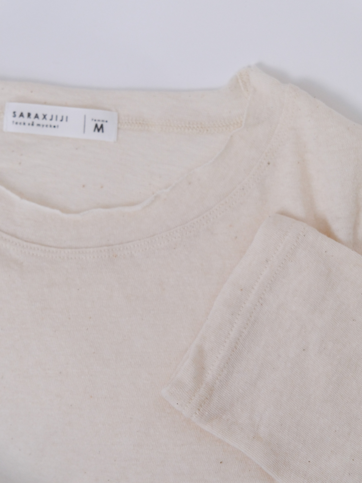 ラフィーガーゼCネックCS 七分袖 / off white