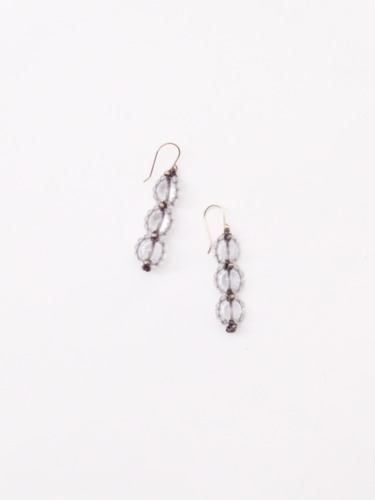18Kフックピアス / 水晶３連