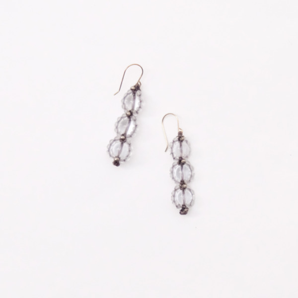 18Kフックピアス / 水晶3連