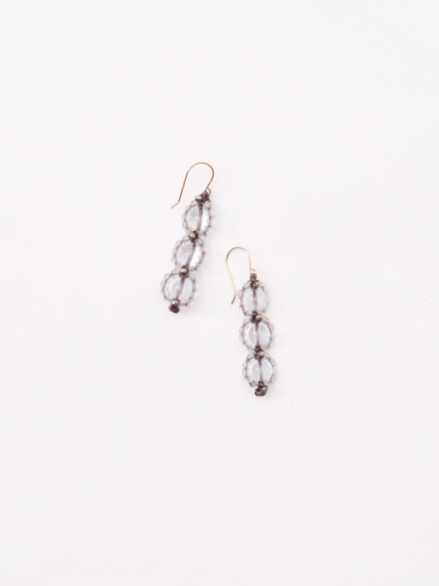 18Kフックピアス / 水晶３連
