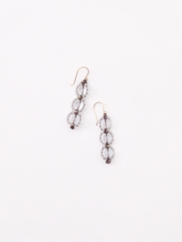 18Kフックピアス / 水晶３連